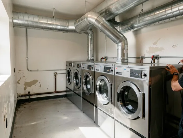 Lakeland Dryer Vent Cleaning team performing large-scale commercial dryer vent cleaning in Lakeland