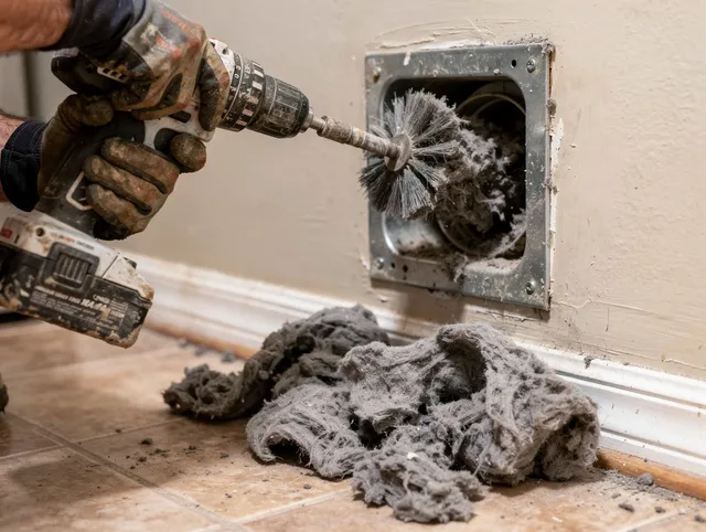 Certified Lakeland Dryer Vent Cleaning technician performing dryer vent cleaning in Lakeland